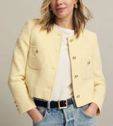 CeCe Butter Yellow Tweed Blazer SIZE 0 Lady Jacket Boucle Career Designer $149 Photo 0