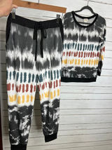 BIBI Tie Dye Lounge Set Women Small Jogger Pants Matching Top Boho Casual Set Photo 0
