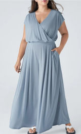 Halara Waffle Knit Wide Leg Jumpsuit Size XL Blue Minimal Casual Vacation Resort Photo 0