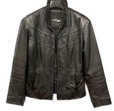 Wilson’s Leather Maxima Genuine Black Lined Leather Zip Up Jacket with Pockets Photo 0