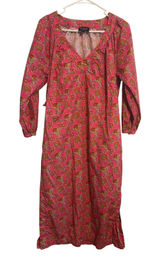J. Crew Collection Midi Dress Floral Block Print Pink V-Neck‎ Long Sleeve Size S Photo 0