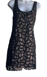 Guess Brown Bronze Metallic Sequin Black Mini Cocktail Party Dress Glam 9‎ Jrs Photo 0