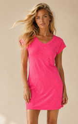 J.Crew Slub Cotton T-Shirt‎ Dress Bright Pink Lounge Travel Resort Vaca Summer M Photo 0