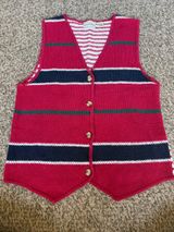Copper Key VTG Red Striped Button-Front Knit Vest Photo 0