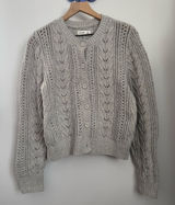 Hollister XS Cable‎ Knit Cardigan Eyelet Grey Coquette Minimal Preppy Photo 0