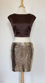 Vintage 80s Disco Gold Sequin Pencil Skirt Photo 0