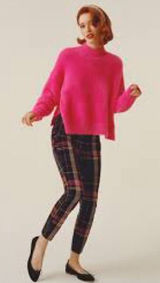 Anthropologie Alicia Moto Corduroy Pants Womens 29 Navy Plaid Slim Fit Photo 0