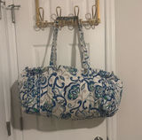 Vera Bradley Quilted Mediterranean Cotton XL Duffle Bag Zip Closure with Strap Photo 0