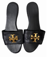 Tory Burch Everly‎ Calf Leather Gold Logo Slide Sandals Black Women's Size 7M Photo 0
