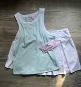 NEW 3 Piece Tommy Bahama Active Set Blue Green White Tank Tennis Skort Preppy XL Photo 0