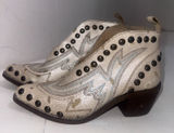 Corral Circle G White Coastal Cowgirl Studs Pointed Toe Ankle Booties Women's 7 Photo 0