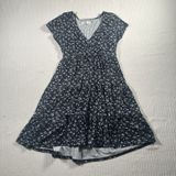 Hollister Size Small Navy Blue & White Floral Tie-Back Tiered Wrap Dress Photo 0