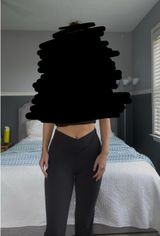 Black Flare Front Slit Leggings Size M Photo 0