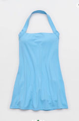 OFFLINE By Aerie Real Me Halter Mini Dress size large in moody blues NWT Photo 0
