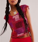Free People Sparkling Wine Combo Garner Short Sleeve Top Photo 0