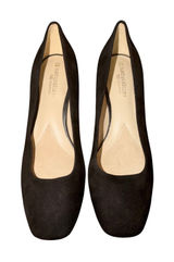 Naturalizer N5‎ Comfort Black Suede Square Toe Block Heel Pumps Gold Detail 6.5M Photo 0