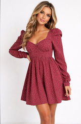 Asos Design‎ Red Burgundy Cotton White Polka Dot Babydoll Mini Dress Size 10 Photo 0