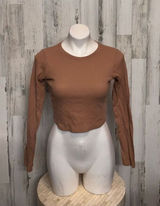 Bozzolo Brown Long Sleeve Ribbed Crop Top Women’s Size M Photo 0