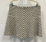 LOFT Ann Taylor Black White Chevron Striped Textured A-Line Mini Skirt Size Lg Photo 0
