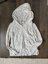 Roxy Bohemian Knit Crochet Mesh Sweater Hoodie White Small Photo 0