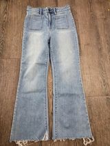 OAT New York High Rise Wide Leg Size 6/28 Frayed Hem Stretch Jeans P0054 Photo 0