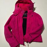 Abercrombie & Fitch Pink Hooded Utility Jacket XS Y2K Logo Zip Pocket Photo 0