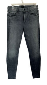 Mother Looker Ankle Fray Skinny‎ Jeans Sz 28 All Nighter Premium Denim Gray Photo 0