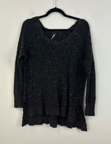 Free People Charcoal Nubby Knit Women's Sweater V-Neck Size Small Women's Photo 0