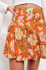 Free People End Of The Island‎ Godet Floral Print Pleated Mini Skirt Size 2 Photo 0