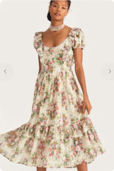 LOVESHACKFANCY EXLEY MIDI SHINNING JEMSTONE DRESS floral cottagecore lace Photo 0