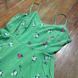 Old Navy Green Floral Fit & Flare Cami Dress Mini Smocked Back Size Large Photo 0