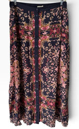 NWT Natural Life Navy Blue Pink Floral Button Front Maxi Skirt Size XL Photo 0