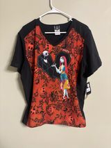 Nightmare Before Christmas Cherokee Scrubs Tooniforms V Neck Top Size XL New Photo 0