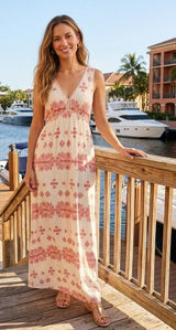 BB Dakota Havana Floral Maxi Dress NWT Size 10 White Peach Boho V-Neck Photo 0