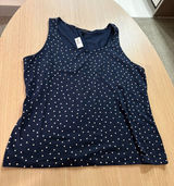 Talbots Scoop Neck Tank Top XL Xtra Large Black Tan Polka Dots Pima Cotton NEW Photo 0