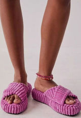 NWOB Free People Two Days in Ibiza Terry‎ Platfrom Slide Sandals Orchid size 9.5 Photo 0