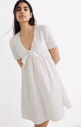 Madewell Tie-Front Poplin Cotton Retro Mini Dress Size 8 in Lighthouse White Photo 0
