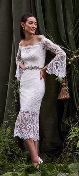 BHLDN‎ Thurley Dress Emilia Lace Semi-Sheer Off-Shoulder Bridal Ivory 8 NWT Photo 0