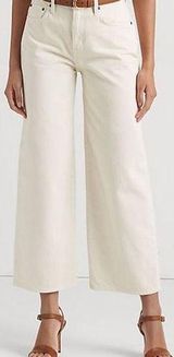 Polo Ralph Lauren Women's Mid-Rise Cropped Kelly Jean Off White Size 8 wide leg Photo 0