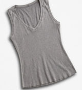 Unbranded‎ Mineral Wash Grey V-Neck Tank Top Raw Hem Sleeveless Slim Fit Shirt Photo 0
