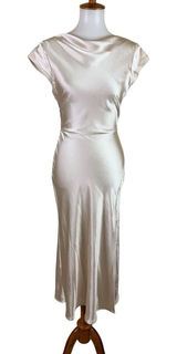 Fortunate‎ One Champagne Satin Midi Dress Cap Sleeve Open Back Slip Dress Small Photo 0