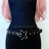 Black Y2K Grunge Star Buckle Star Grommet Belt, Fits 6 to 38 Inches, X7GA1403 Photo 0