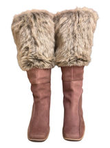 Timberland Baychester Faux Fur Fold Down Vintage Y2K Wedge Boots Size 9.5M Photo 0