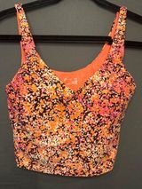 OFFLINE by Aerie Womens M Real Me Floral Longline Sports Bra Pink Orange Photo 0