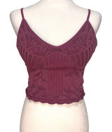 Seamless Lace Crop Cami Top‎ Women M/L Burgundy Boho Festival Romantic Fairy Y2K Photo 0