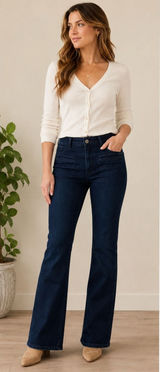 Pilcro‎ Anthropologie High-Rise Flare Jeans Dark Indigo Patch Pocket Size 27 NEW Photo 0