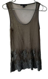 Banana Republic Tank Top XS‎ Sheer Mesh Embroidered Floral Lace Fiary Grunge Photo 0