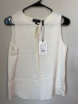 New Theory Sleeveless Tie Neck Blouse Ivory Size P / XS Photo 0