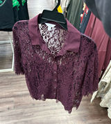 Elegant Lace Burgundy Free People Wrap Top Photo 0