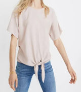Madewell Button-Back Tie Short Sleeve Tee in Stripe Size M Photo 0
